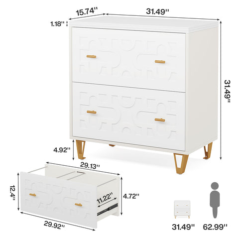 Dimensions of Tribesigns's 2 - Drawer File Cabinet, Modern Storage Filing Cabinet Printer Stand.