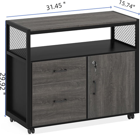 Dimensions of Tribesigns's Lockable File Cabinet Printer Stand with Drawers & Caster.
